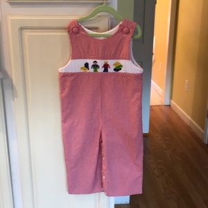 Red/white smocked Longall. 3t.